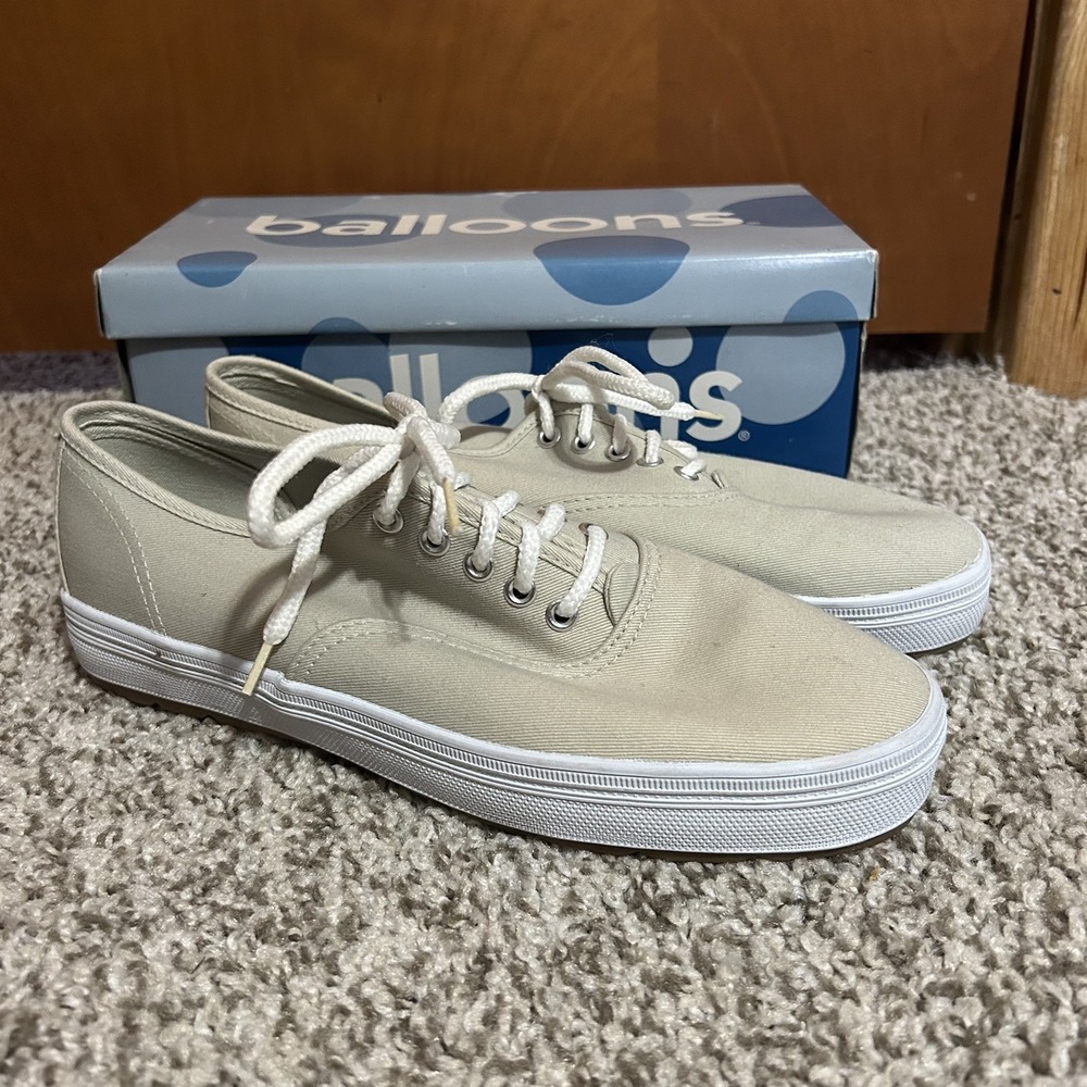 Vintage Balloons Ladies Stone Canvas Oxford Tennis Shoes Size 8‎